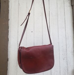 Crossbody dark red leather bag
